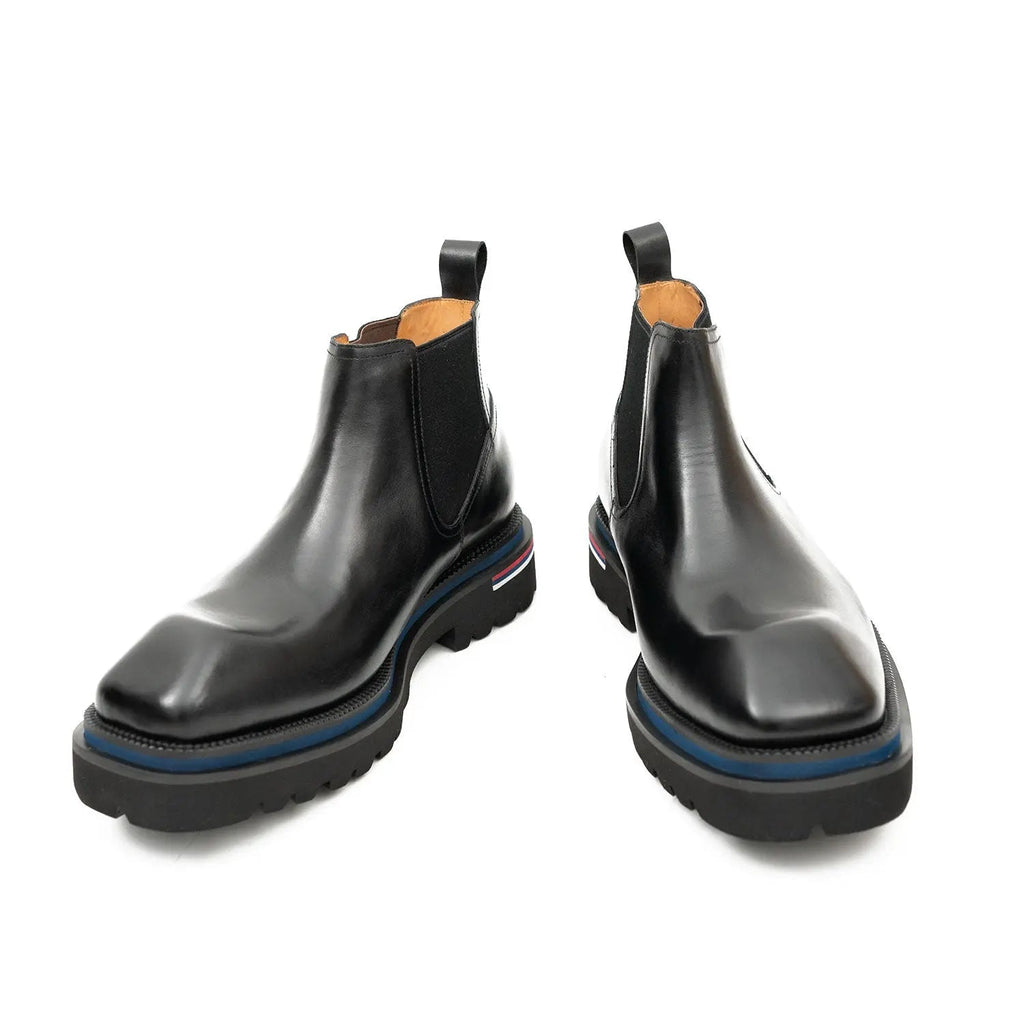 Black Square-Toe Cow Leather Chelsea Boots