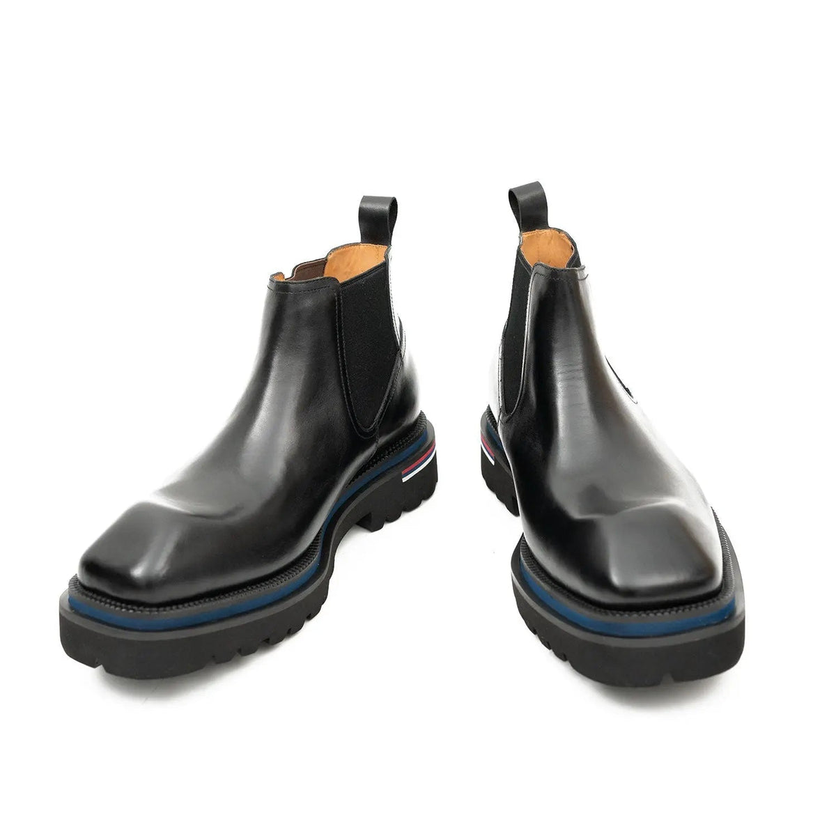 Black Square-Toe Cow Leather Chelsea Boots