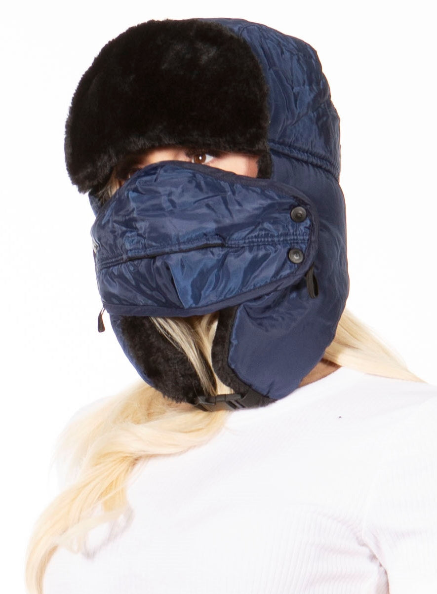 Sakkas Esty Unisex Faux Fur Trapper Hat with Ear Flaps & Face Mask