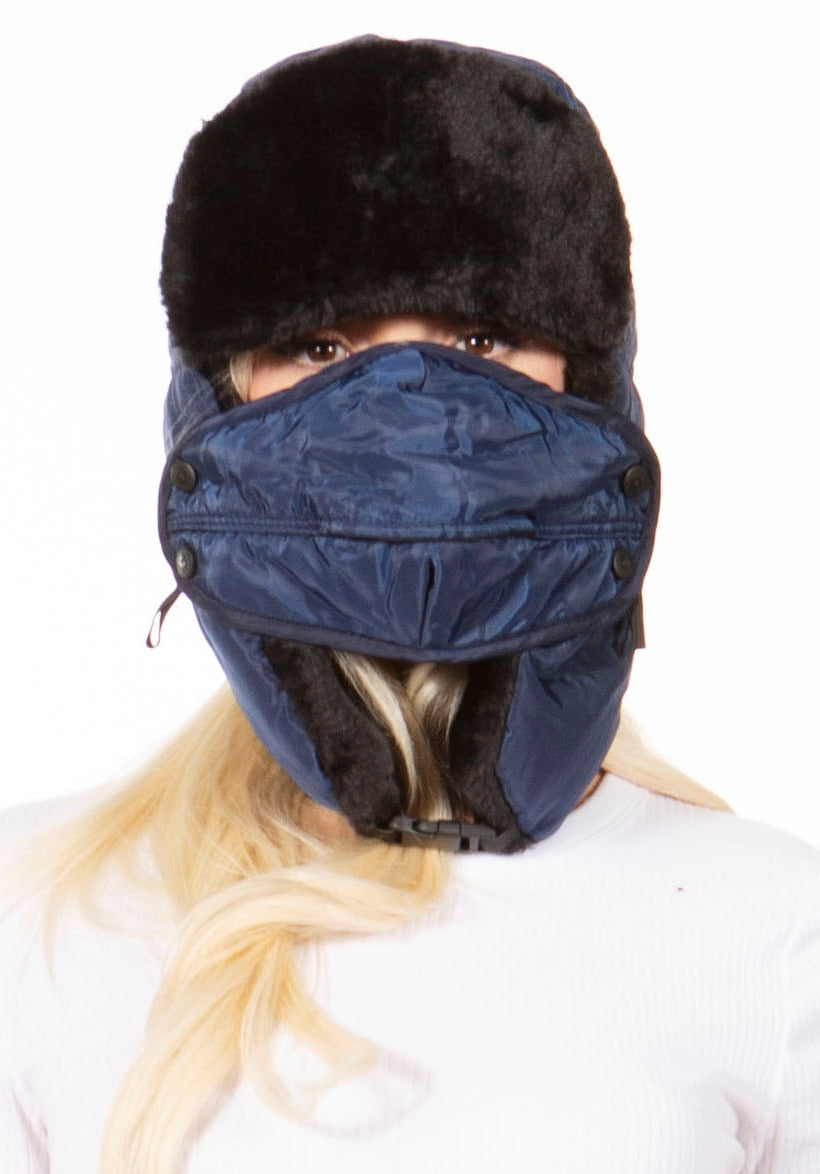 Sakkas Esty Unisex Faux Fur Trapper Hat with Ear Flaps & Face Mask