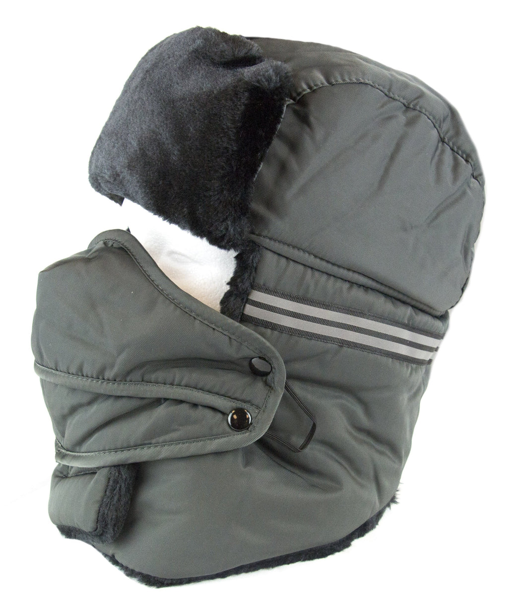 Sakkas Dab Unisex Faux Fur Ushanka Trapper Hat Chin Strap Removable Mask Russian Aviator Trooper Winter Hat for Men & Women