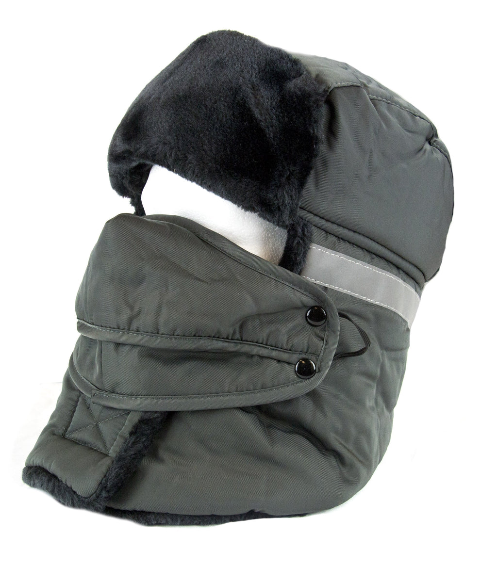 Sakkas Dab Unisex Faux Fur Ushanka Trapper Hat Chin Strap Removable Mask Russian Aviator Trooper Winter Hat for Men & Women