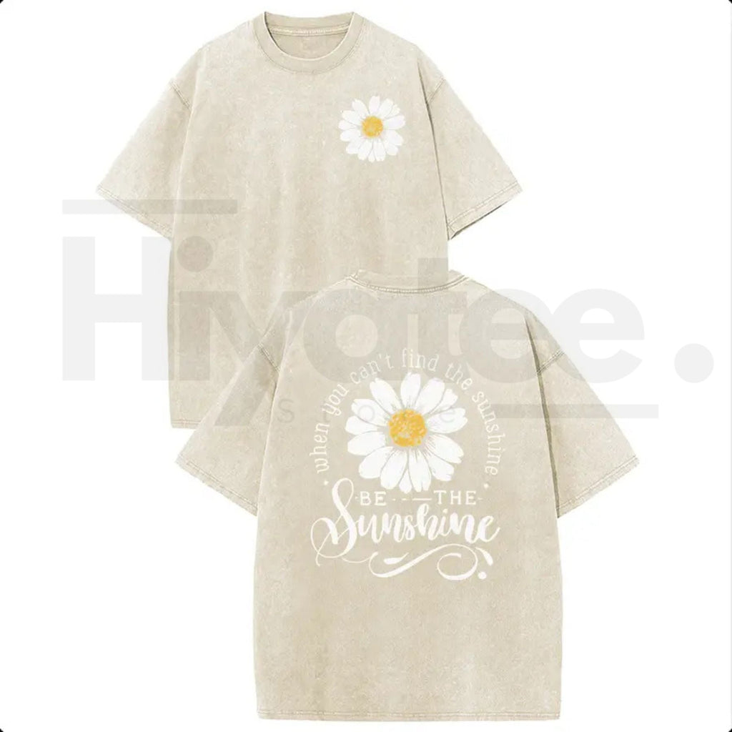Holafish "Be The Sunshine" T-Shirt – Premium Heavyweight Acid Wash Daisy Graphic Tee