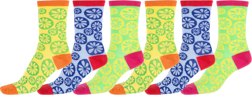 Sakkas Women's Fun Colorful Design Poly Blend Crew Socks Assorted 6-Pack