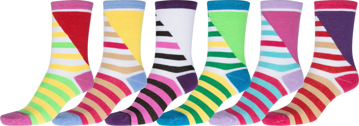 Sakkas Women's Fun Colorful Design Poly Blend Crew Socks Assorted 6-Pack