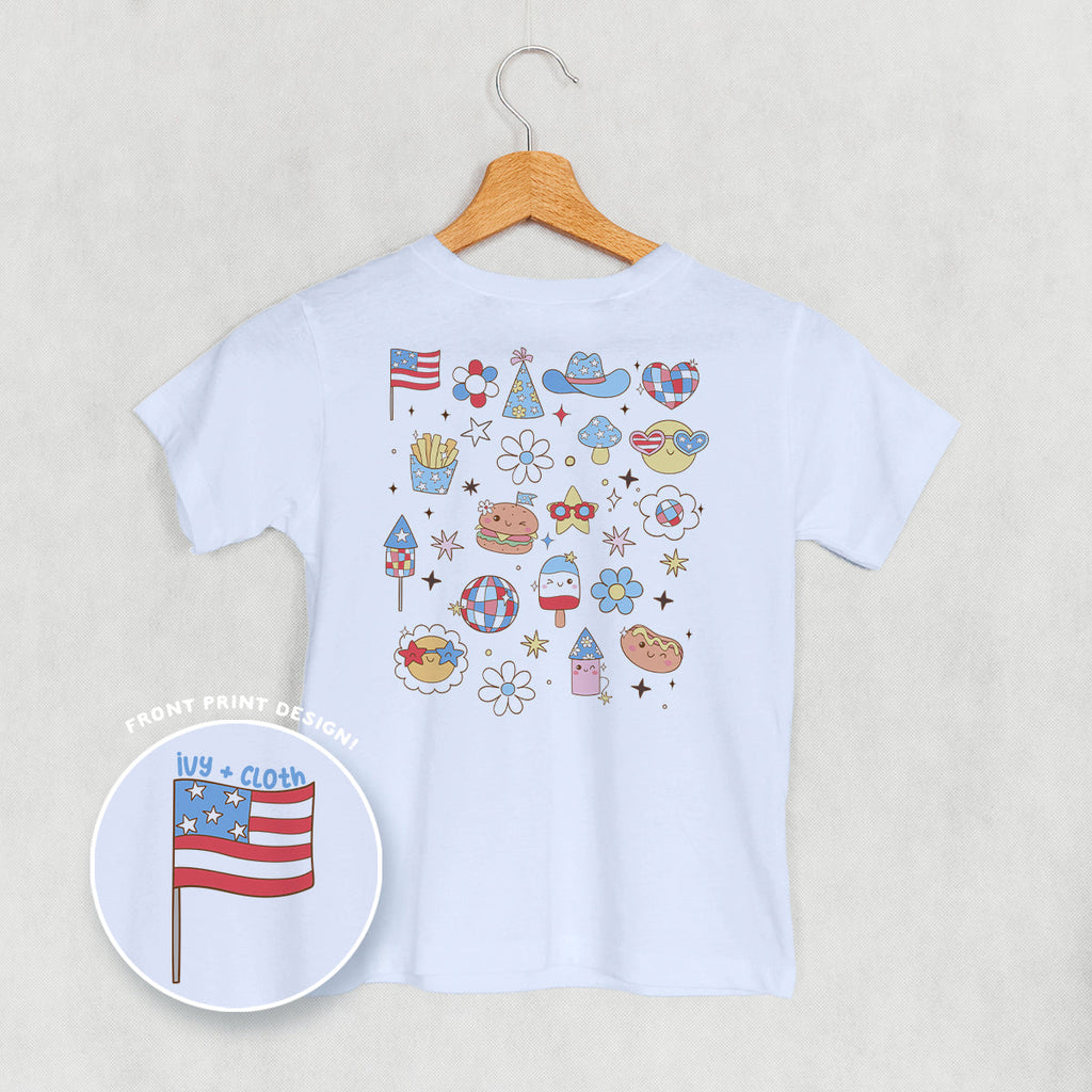 Patriotic Retro Doodles (Kids Back Print)