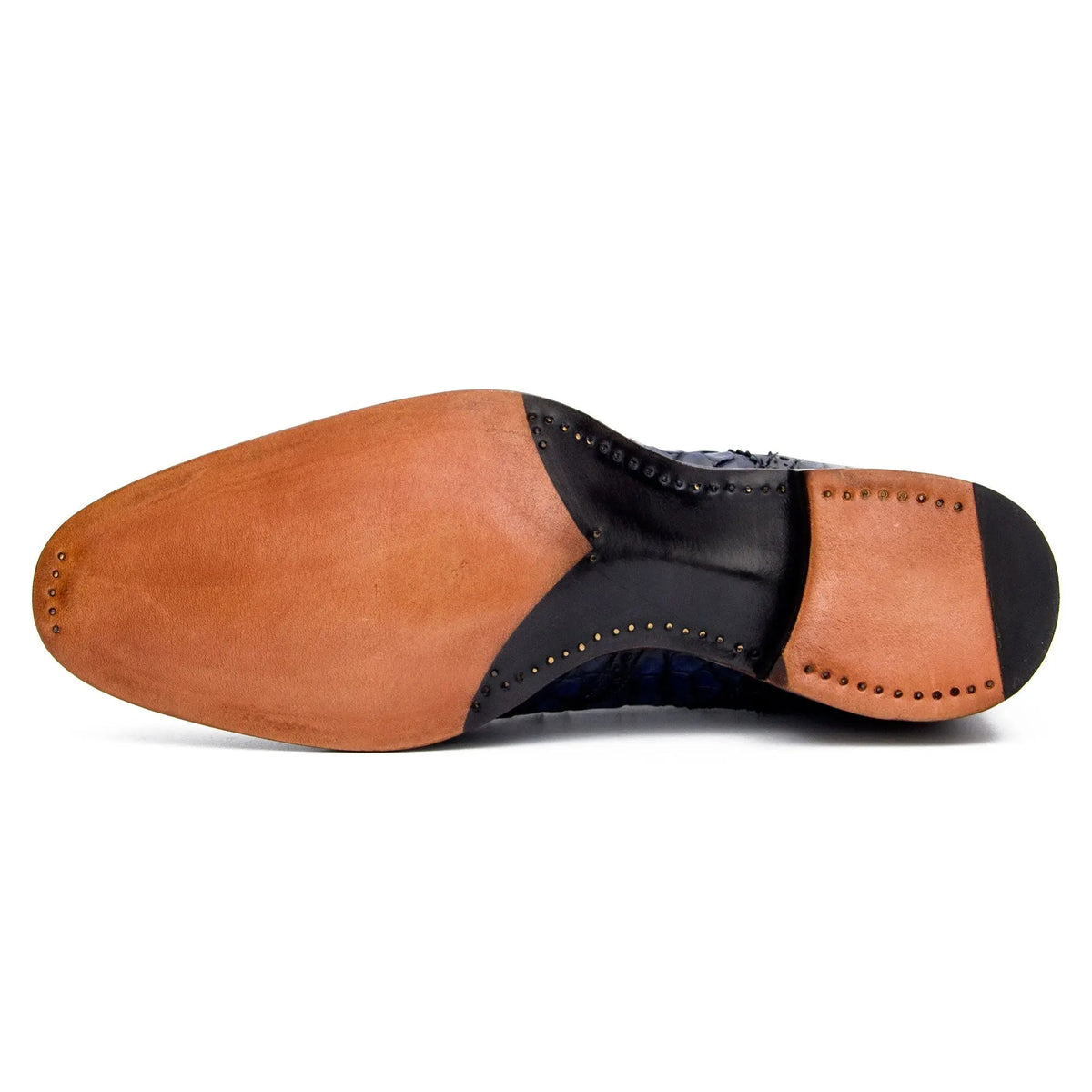 Blue Cap-Toe Crocodile Leather Derby Shoes