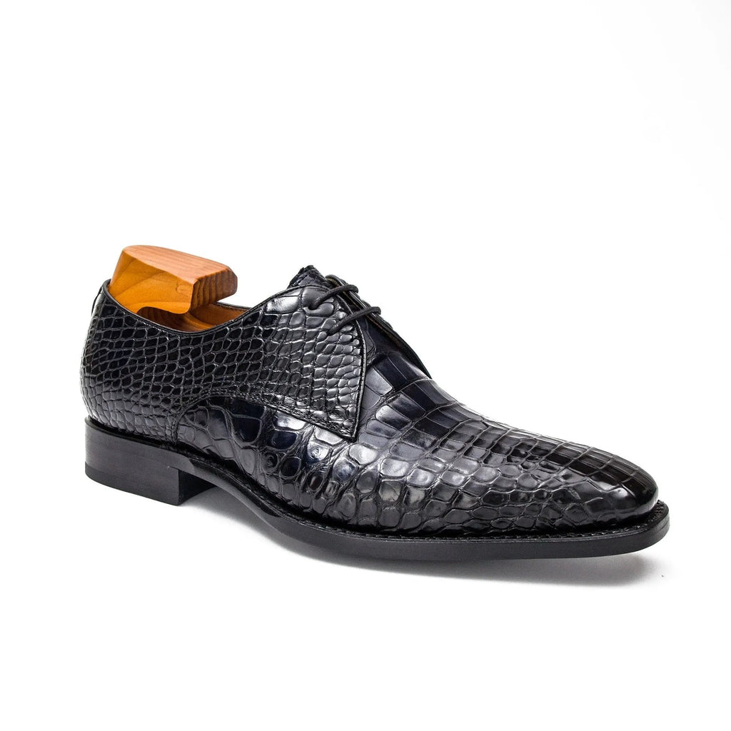 Blue Crocodile Leather Derby Shoes
