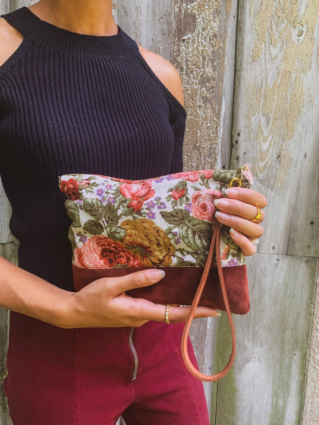 The Teagan Roses and Velvet Wristlet Purse