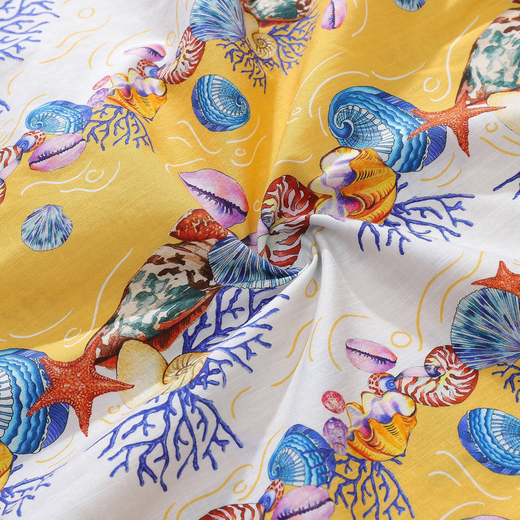 Men's Hawaiian Shirt Shell-Stripes Short Sleeve Aloha By Sylvia