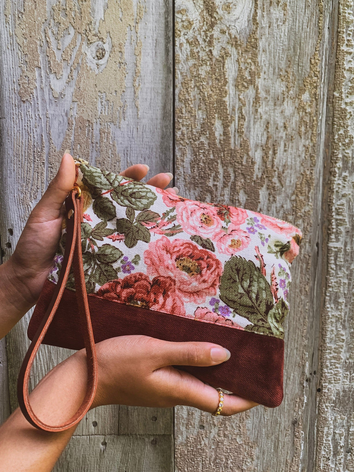 The Teagan Roses and Velvet Wristlet Purse