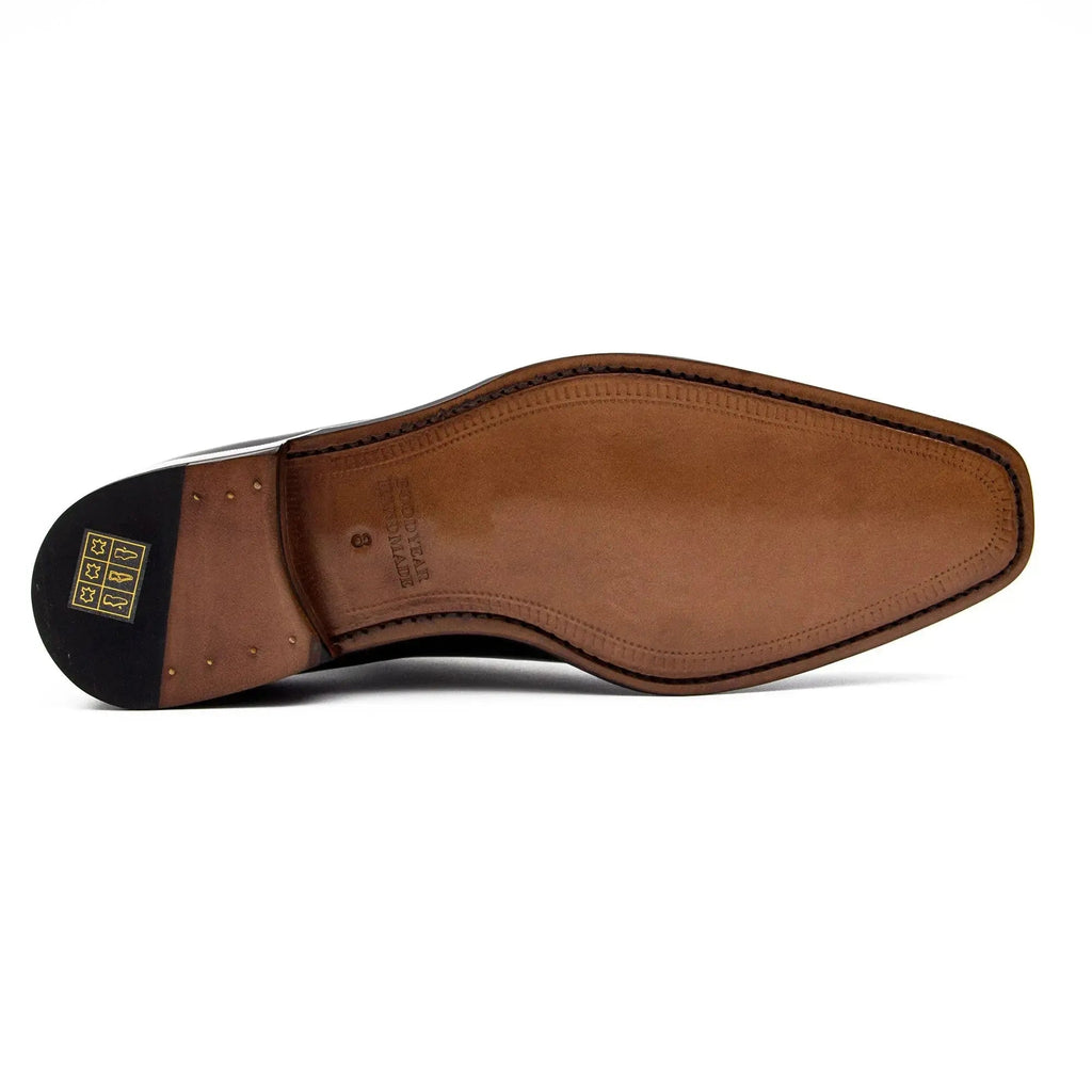 Dark Brown Square-Toe Calf Leather Oxford Shoes