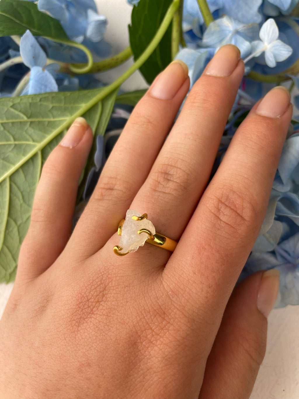 Raw Moonstone Prong Ring