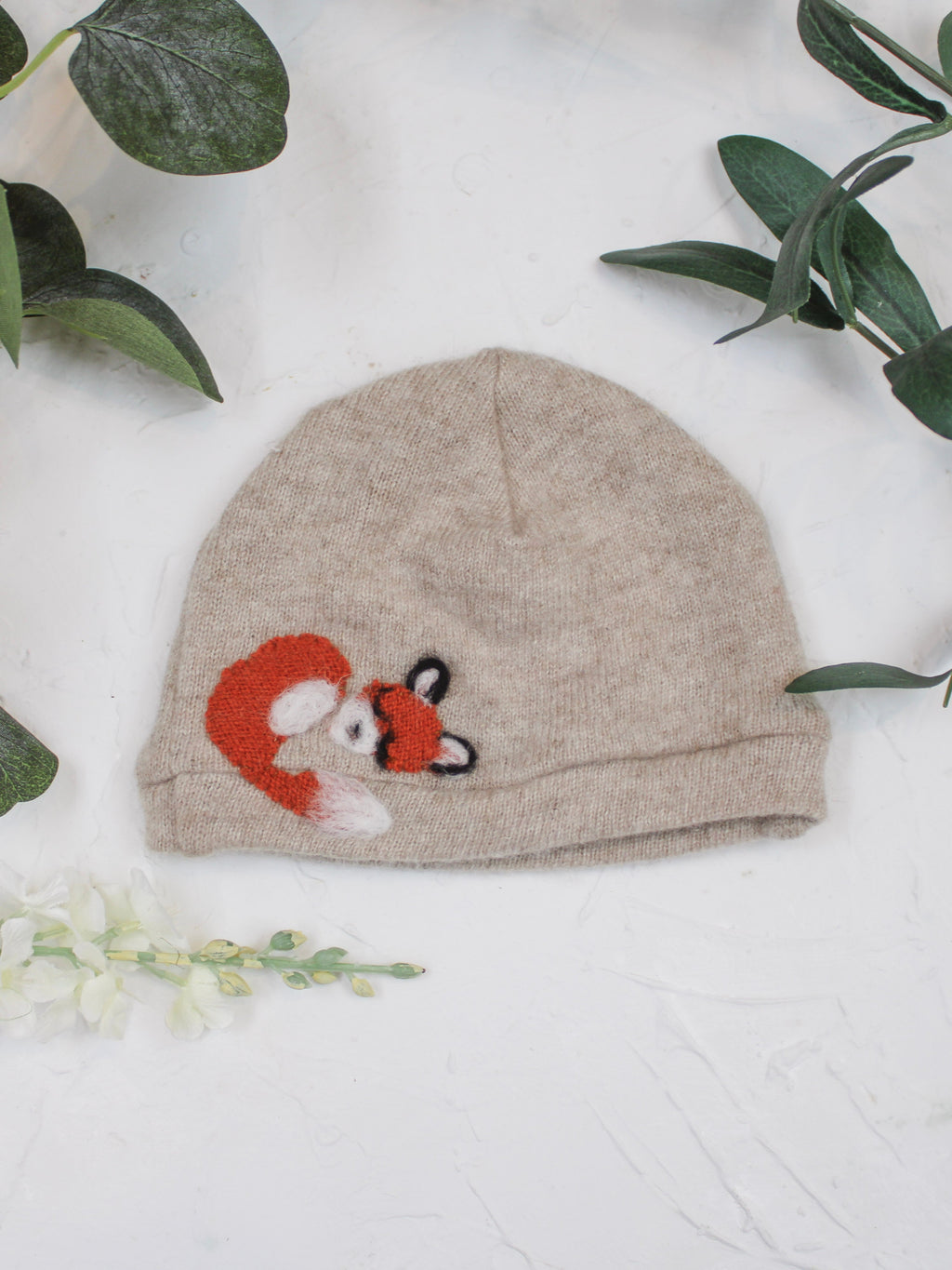 Sleeping Fox Cashmere Hat - Newborn