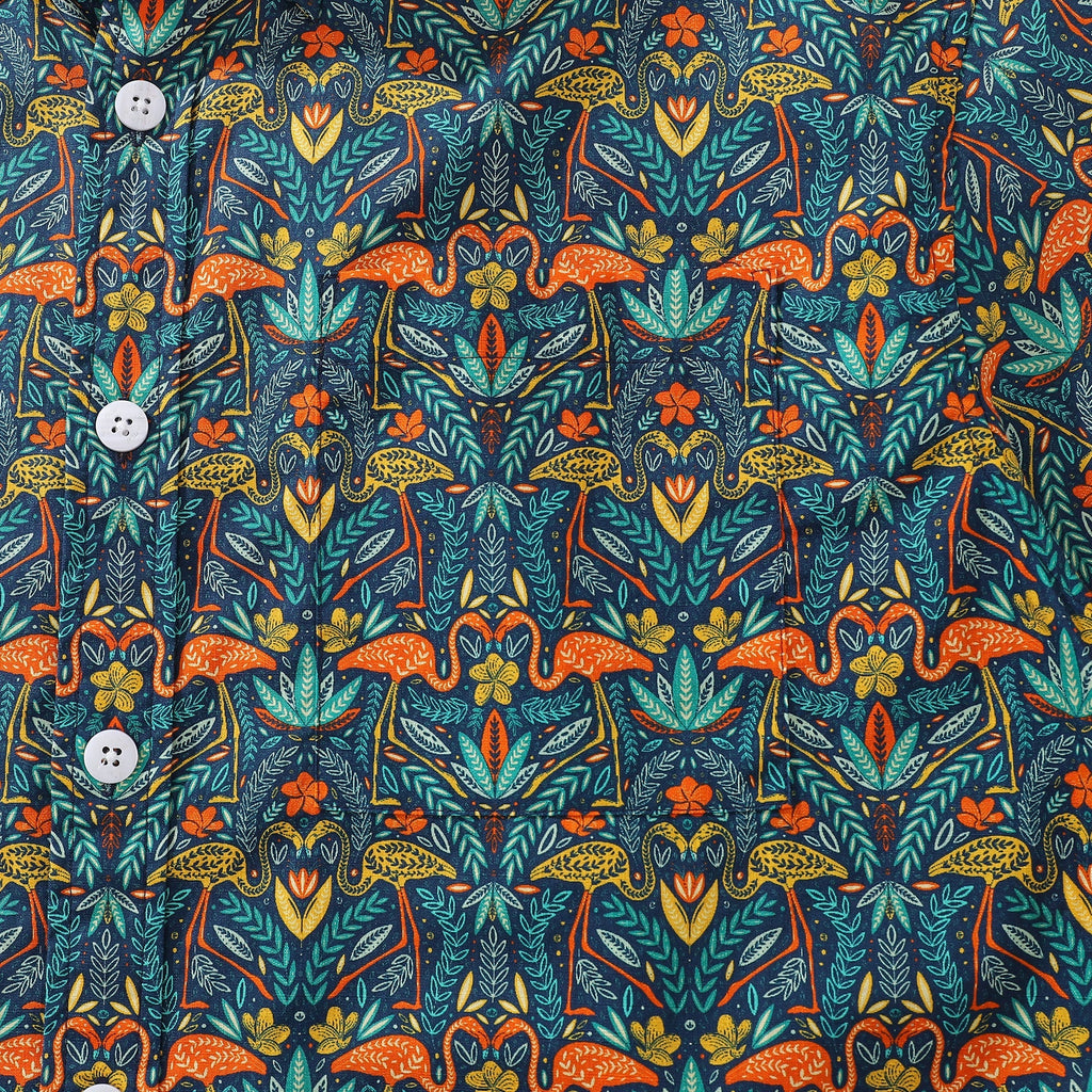 Men's Hawaiian Shirt Joyful Jungle Print By Cassandra O'Leary Cotton Button-down Short Sleeve Aloha Shirt