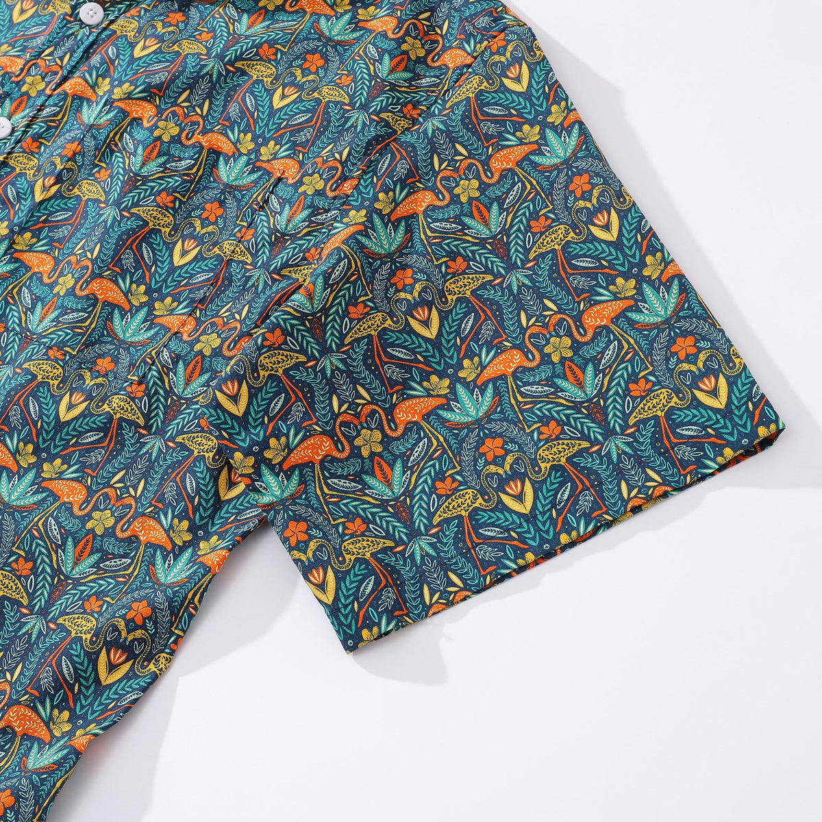 Men's Hawaiian Shirt Joyful Jungle Print By Cassandra O'Leary Cotton Button-down Short Sleeve Aloha Shirt