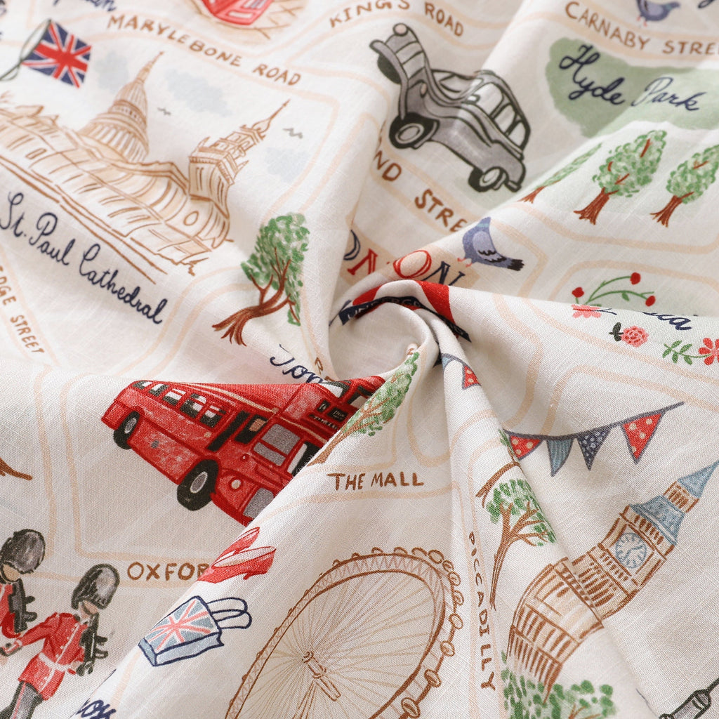 Men's Hawaiian Shirt Icons of Old London Town Print By Noopur Cotton Button-down Short Sleeve Aloha Shirt