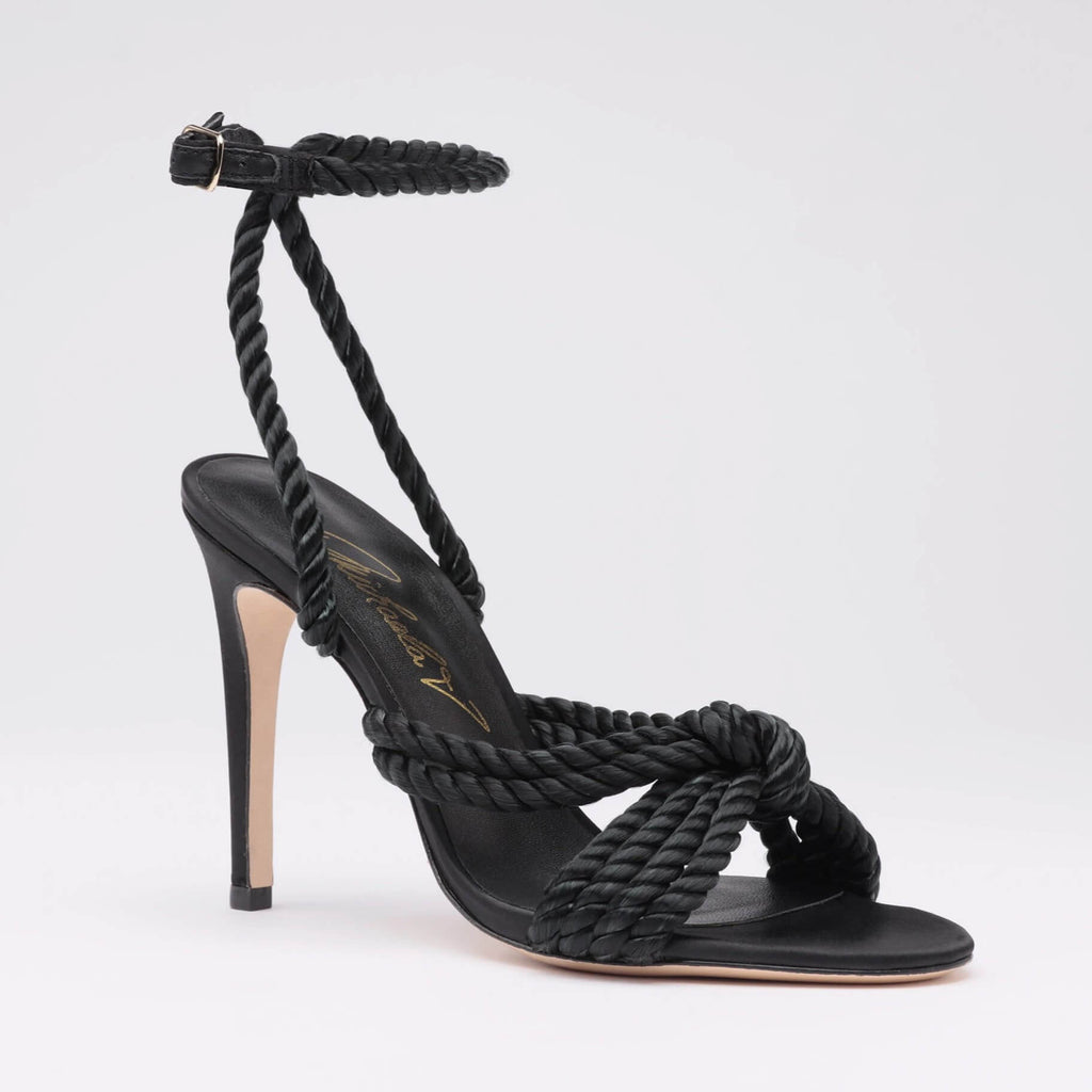 Michaela V Selene Black Satin Heels