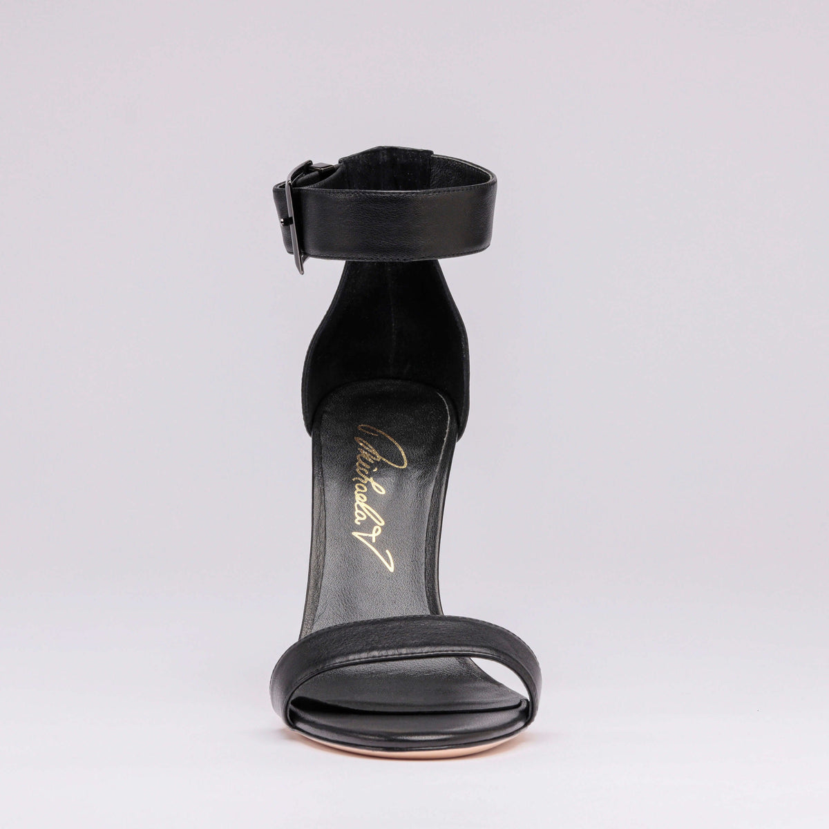 Michaela V Chapman Black Leather Heels