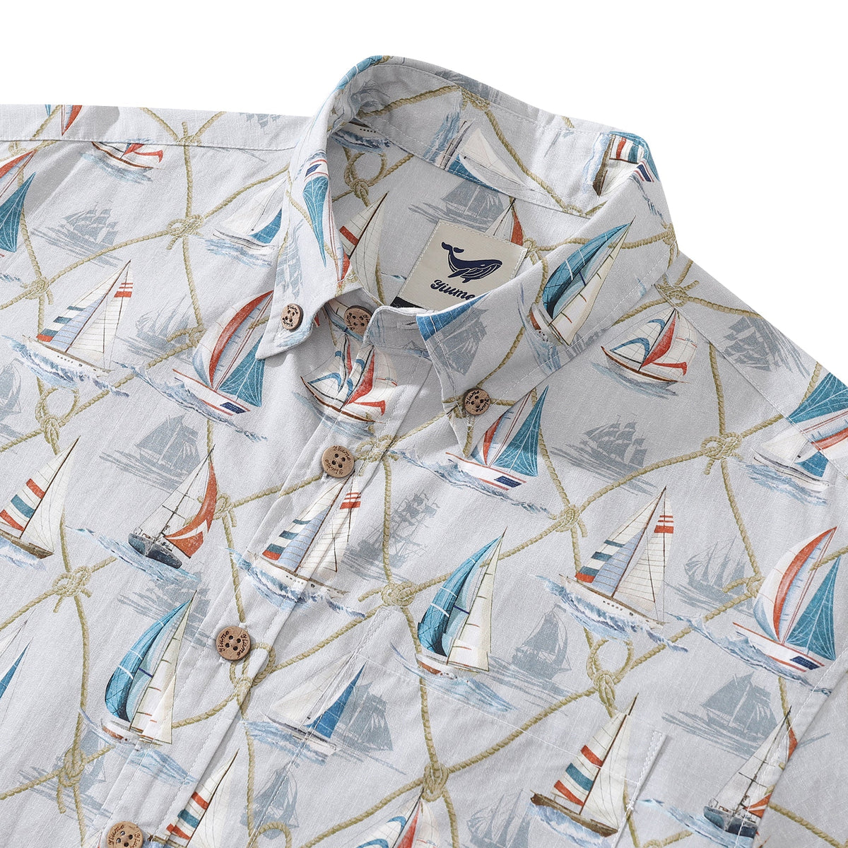 Men's Hawaiian Shirt Aloha Adventure Print Cotton Button-down Short Sleeve Aloha Shirt By Sherry