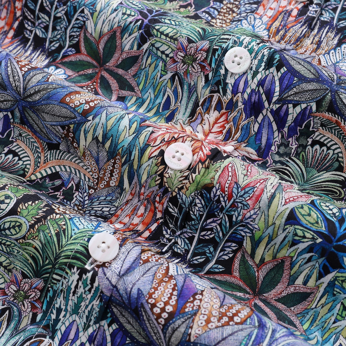 Men's Hawaiian Shirt Mysteries of the Jungle Print Cotton Button-down Short Sleeve Aloha Shirt By Sylvia