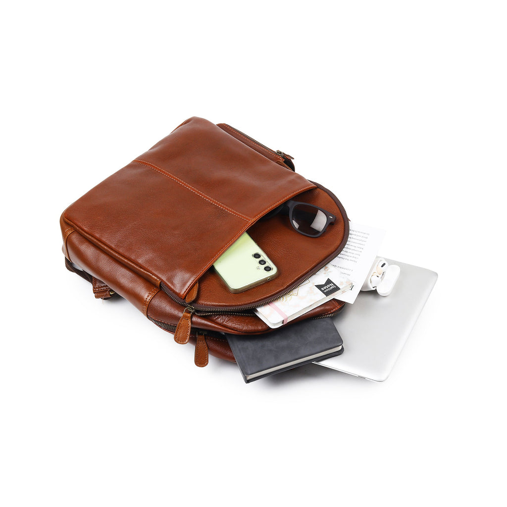 Luxury Italian Leather Backpack, Tan