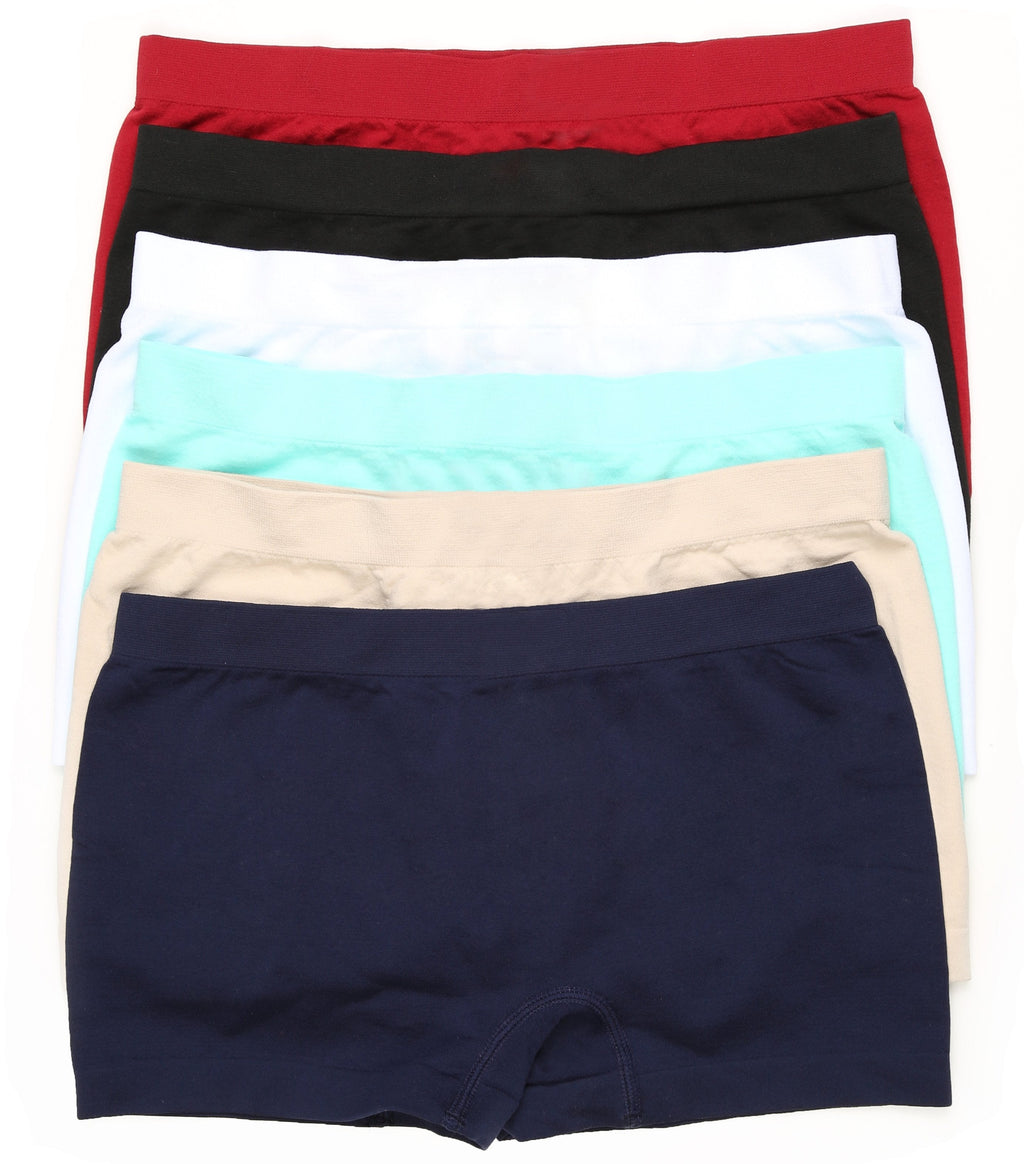 Sakkas Women's Seamless Stretch Boy Short Panties (6 Pack)