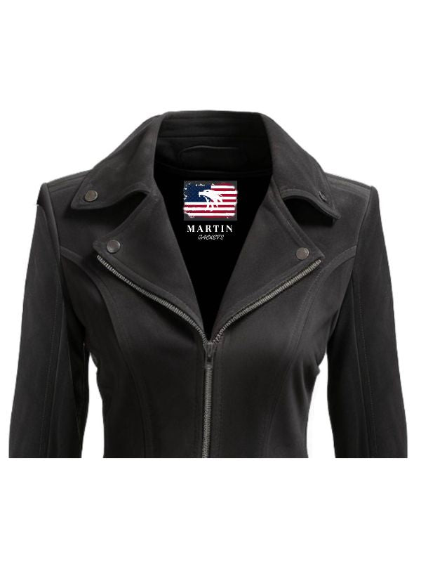 Ixchel Black Women Suede Leather Jacket