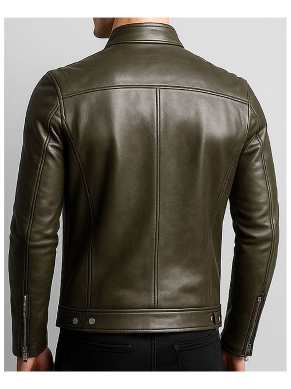James Men's Green Leather Jacket