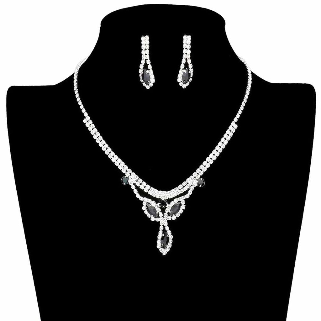 Marquise Stone Accented Rhinestone Pave Necklace