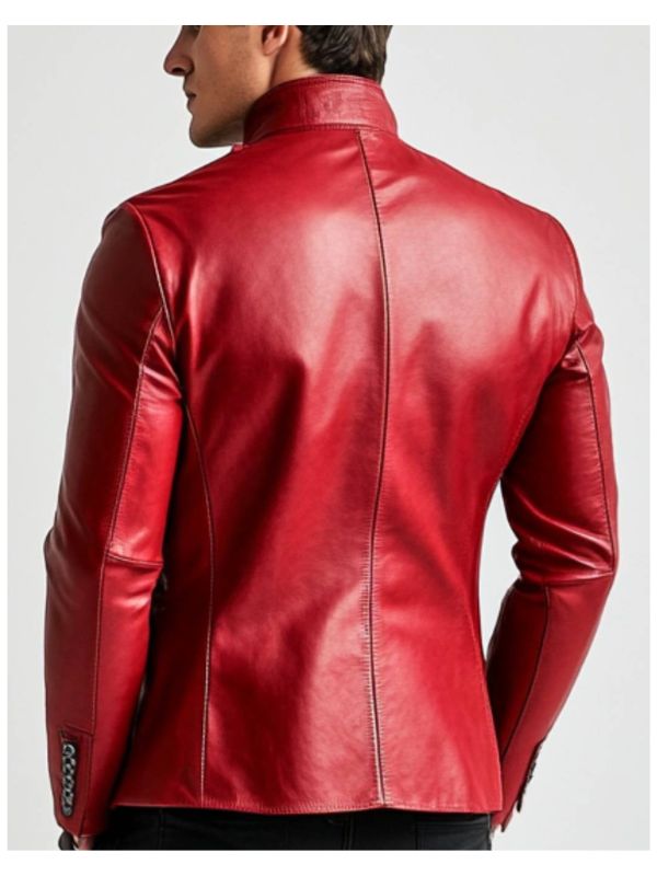 Joshua Men's Red Leather Biker Jacket