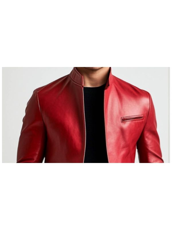 Joshua Men's Red Leather Biker Jacket