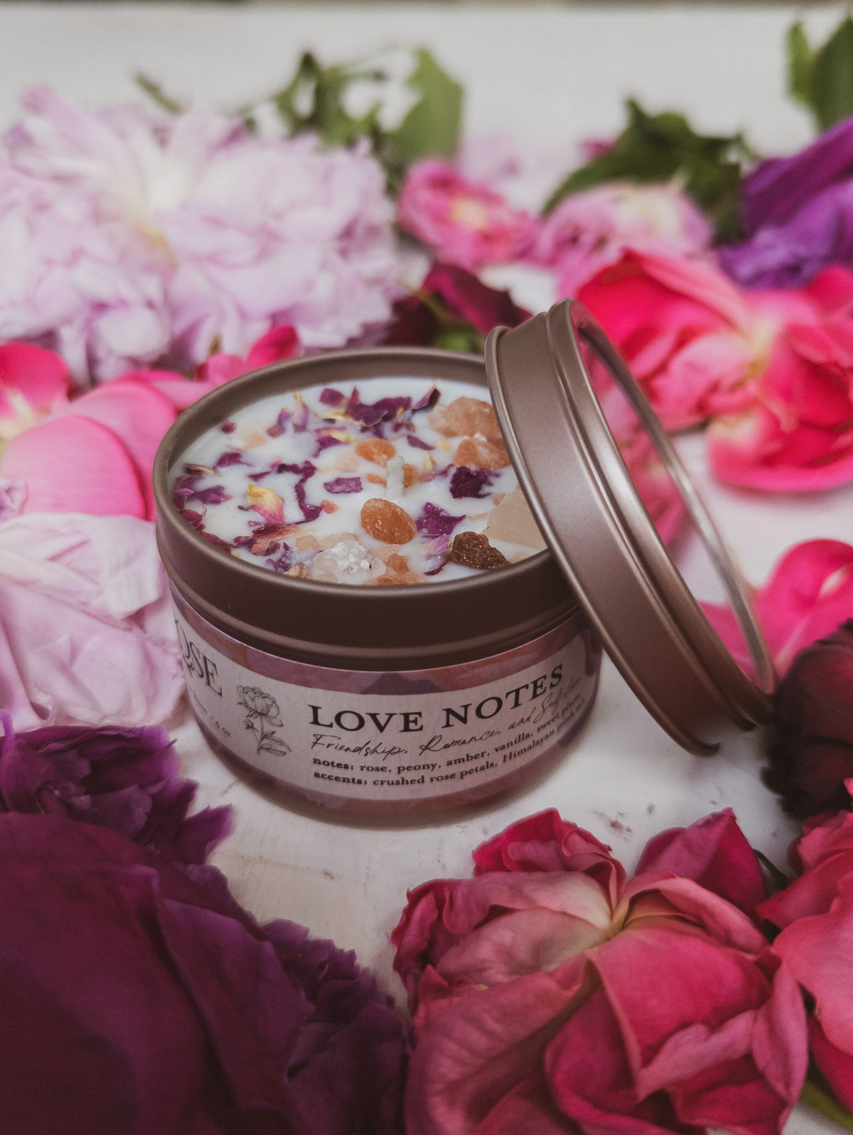 LOVE NOTES Rose + Pink Salt Candle