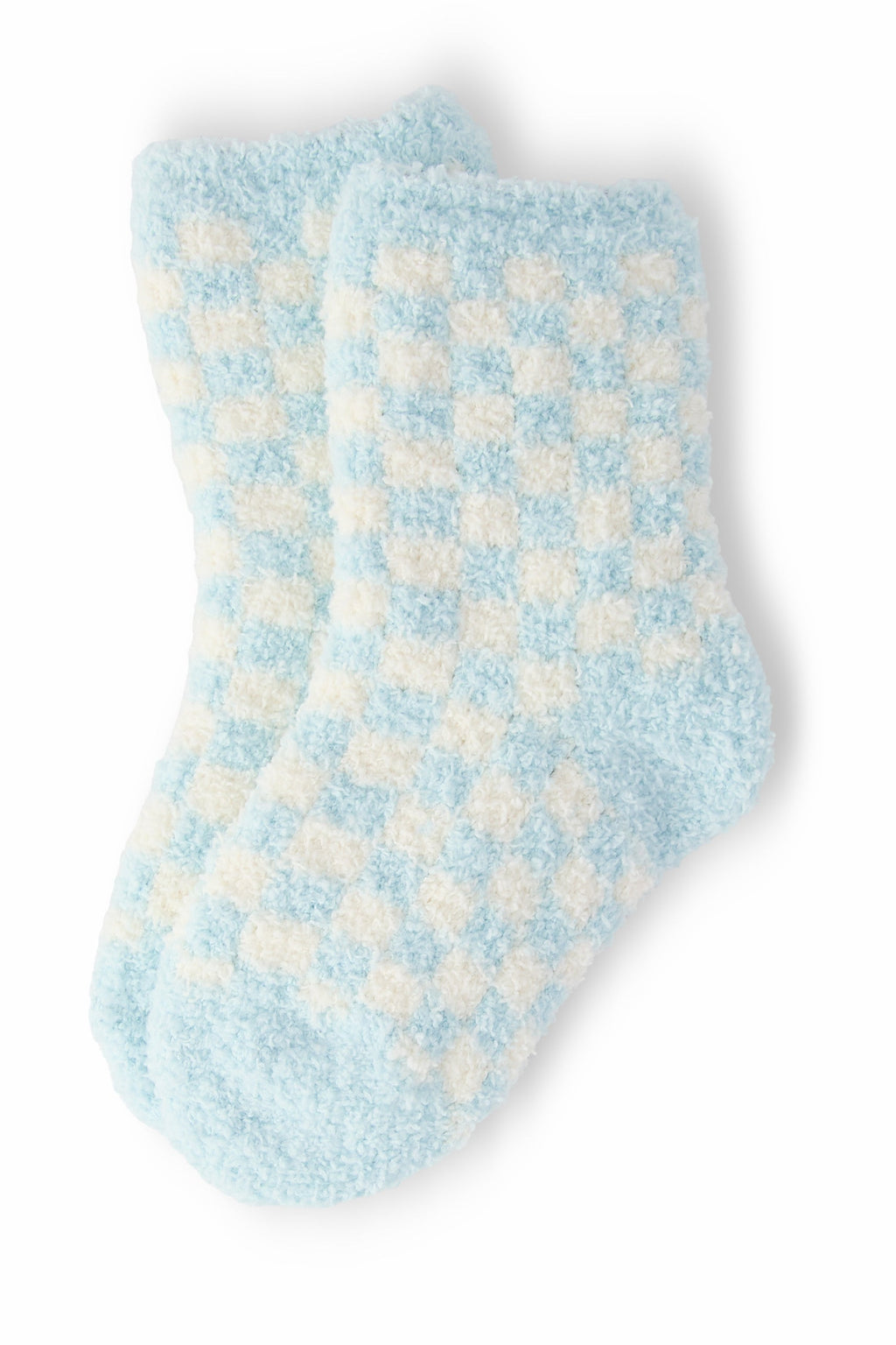 Light Blue Checker Cozy Socks