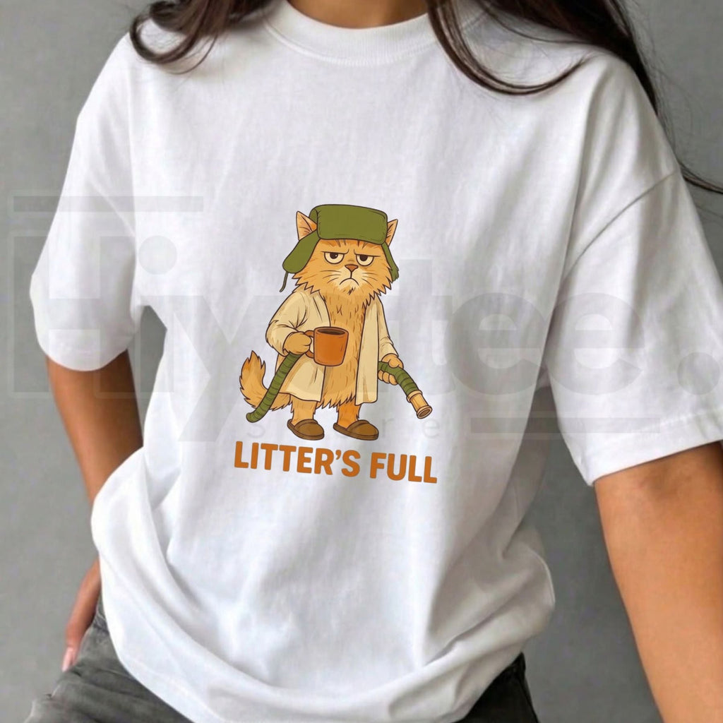 Litter’s Full Funny Cat Christmas T-Shirt – Retro Holiday Cat Lover Graphic Tee
