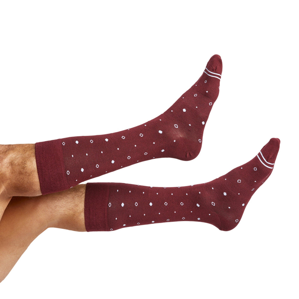 Maroon Mixed Dot Dress Socks