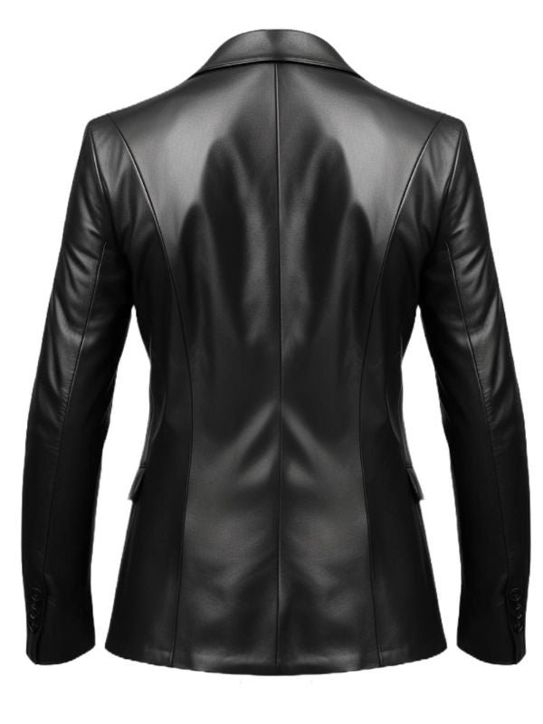 Men 2 Button Leather Blazer