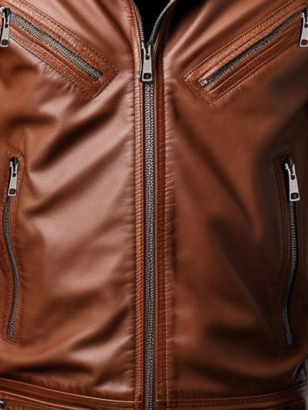 Men's Benjamin Brown Leather Biker Jacket