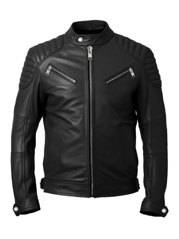 Men's Black Leather Biker Jacket