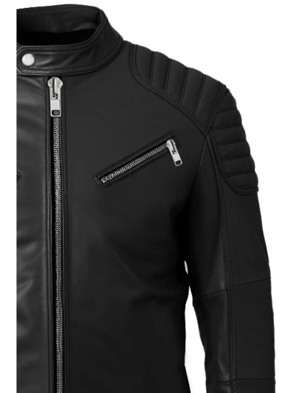 Men's Black Leather Biker Jacket