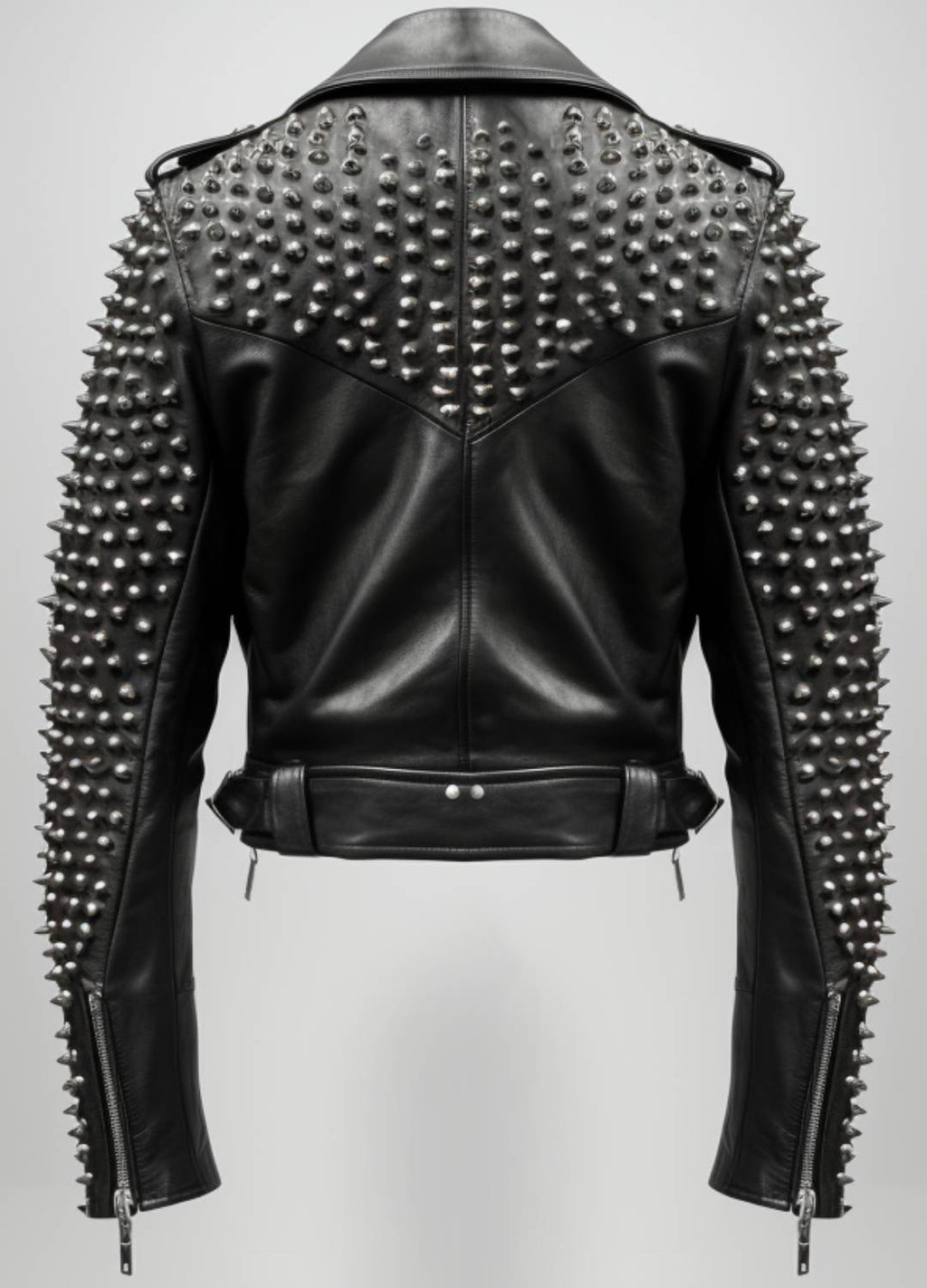 Men's Black Studded Leather Biker Jacket
