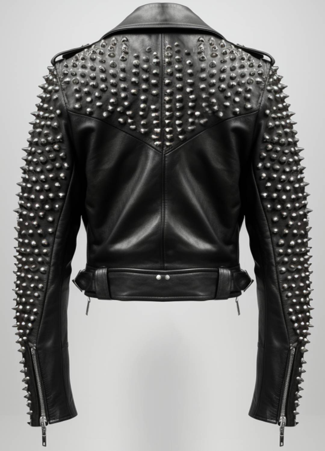 Men's Black Studded Leather Biker Jacket