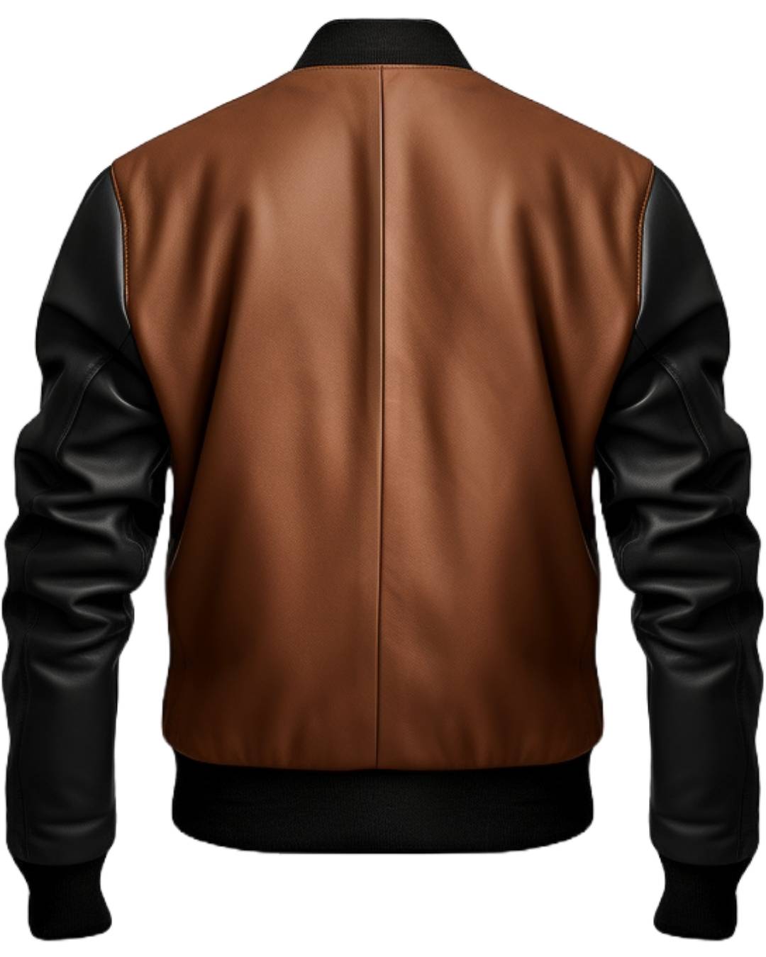 Men's Black Leather Bomber Jacket