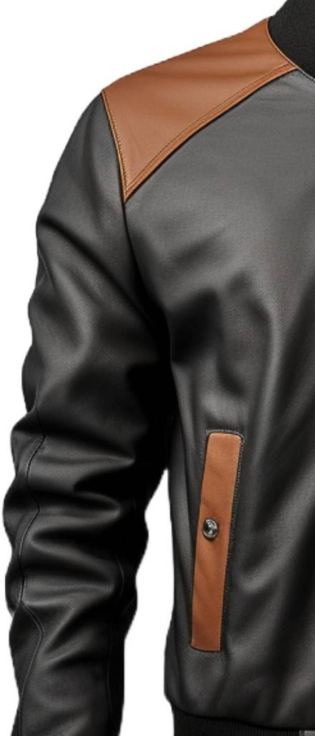 Men's Black Leather Bomber Jacket