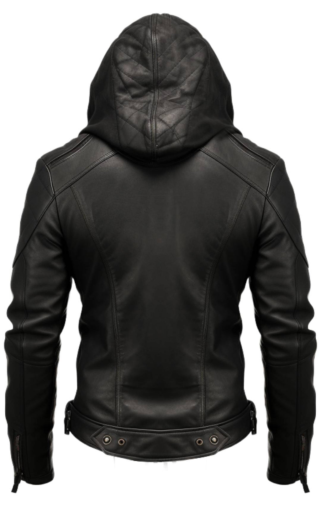 Men's Black Hooded Leather Bomber Jacket