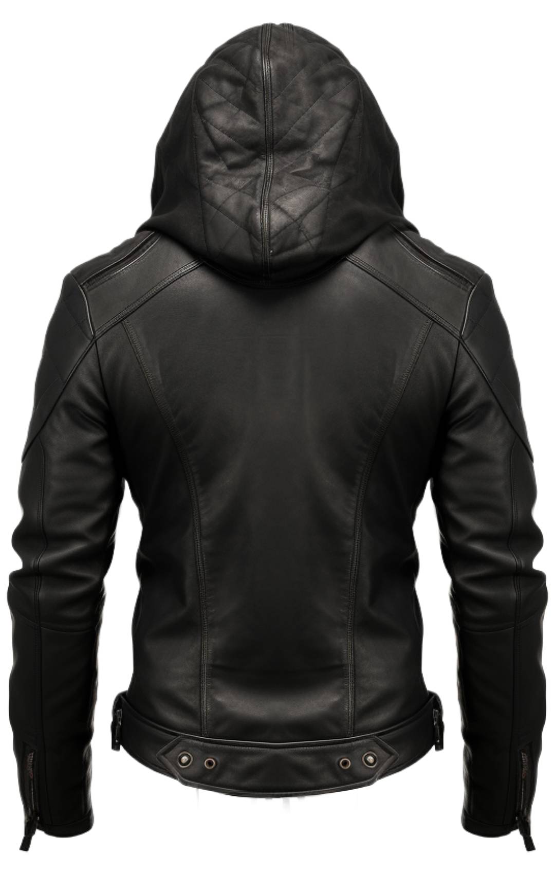 Men's Black Hooded Leather Bomber Jacket