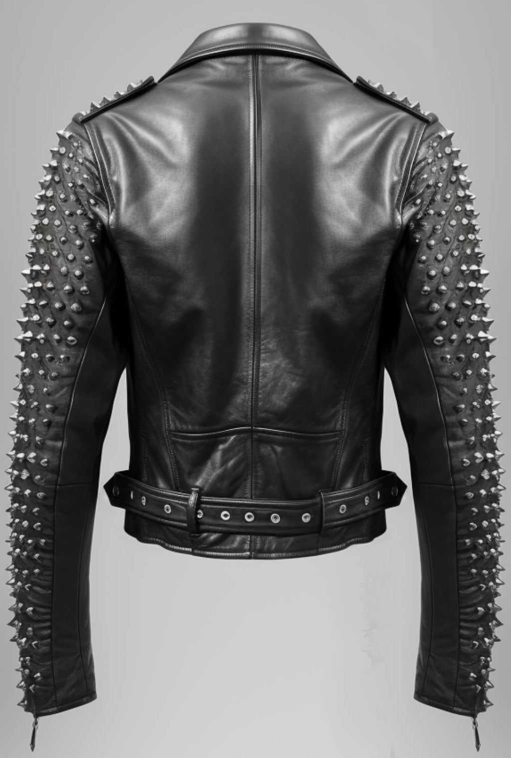 Men's Black Studded Leather Biker Jacket