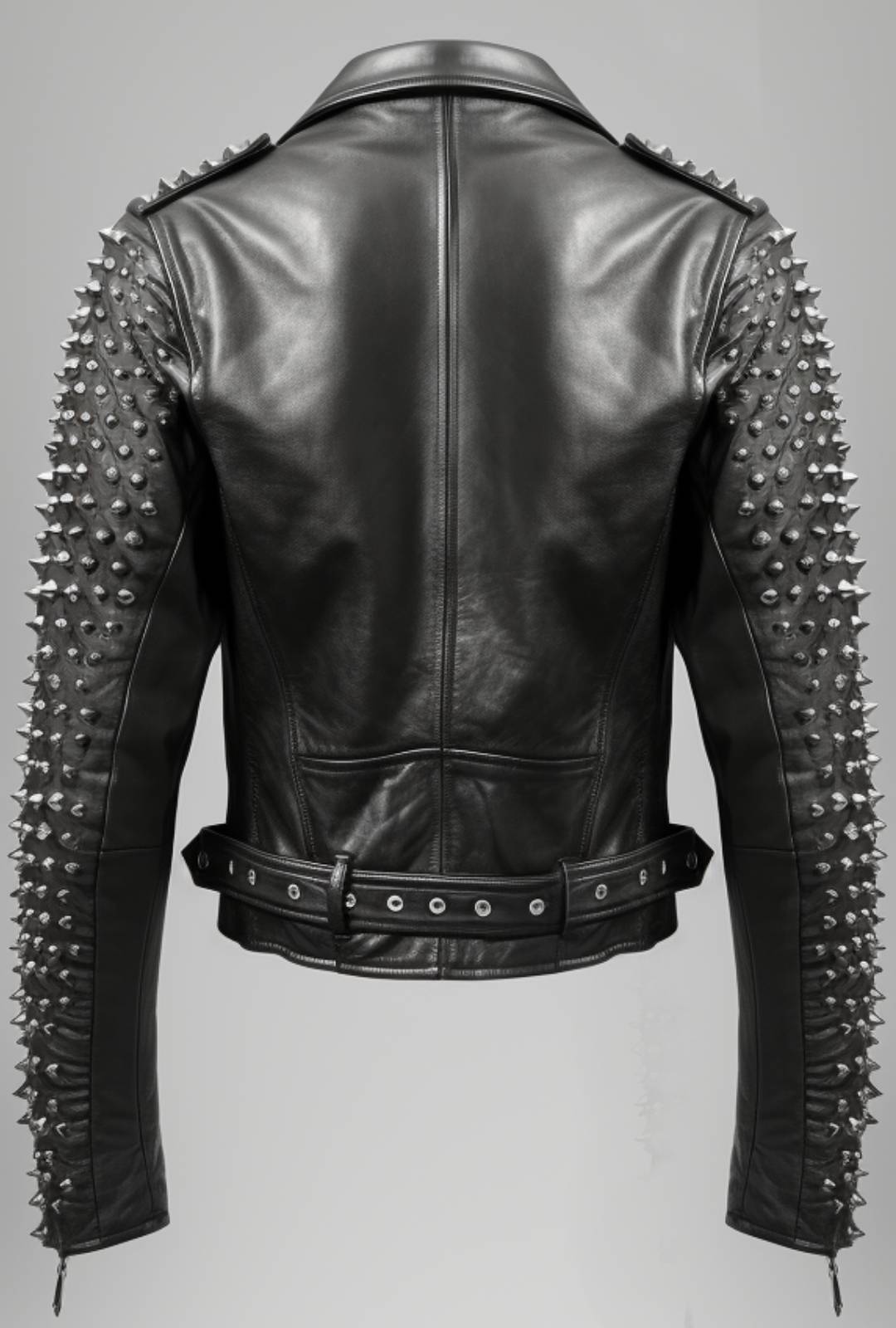 Men's Black Studded Leather Biker Jacket