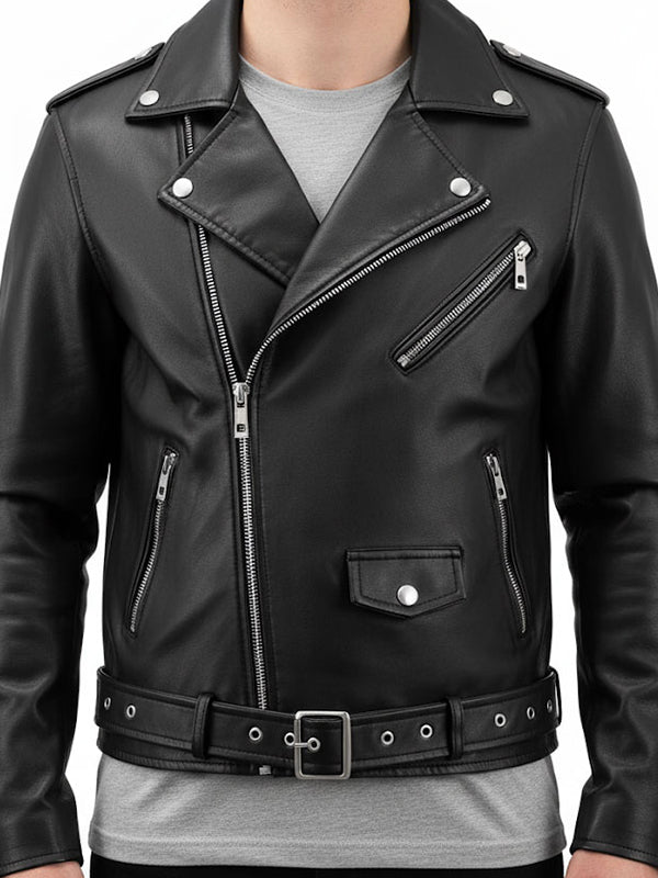 Men's Black Boulevard Leather Biker Jacket
