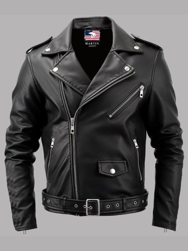 Men's Black Boulevard Leather Biker Jacket